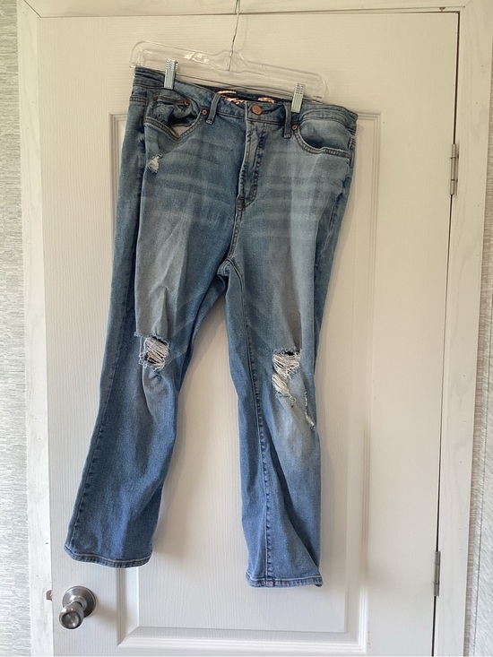 7 For All Mankind Denim - 7 For All Mankind Light Blue Distressed Straight Leg Jeans 12 EUC